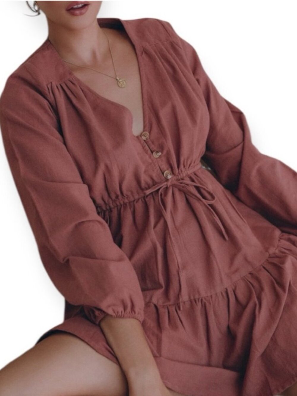Bali Lane Postiano Jaipur Linen Tiered Mini Dress